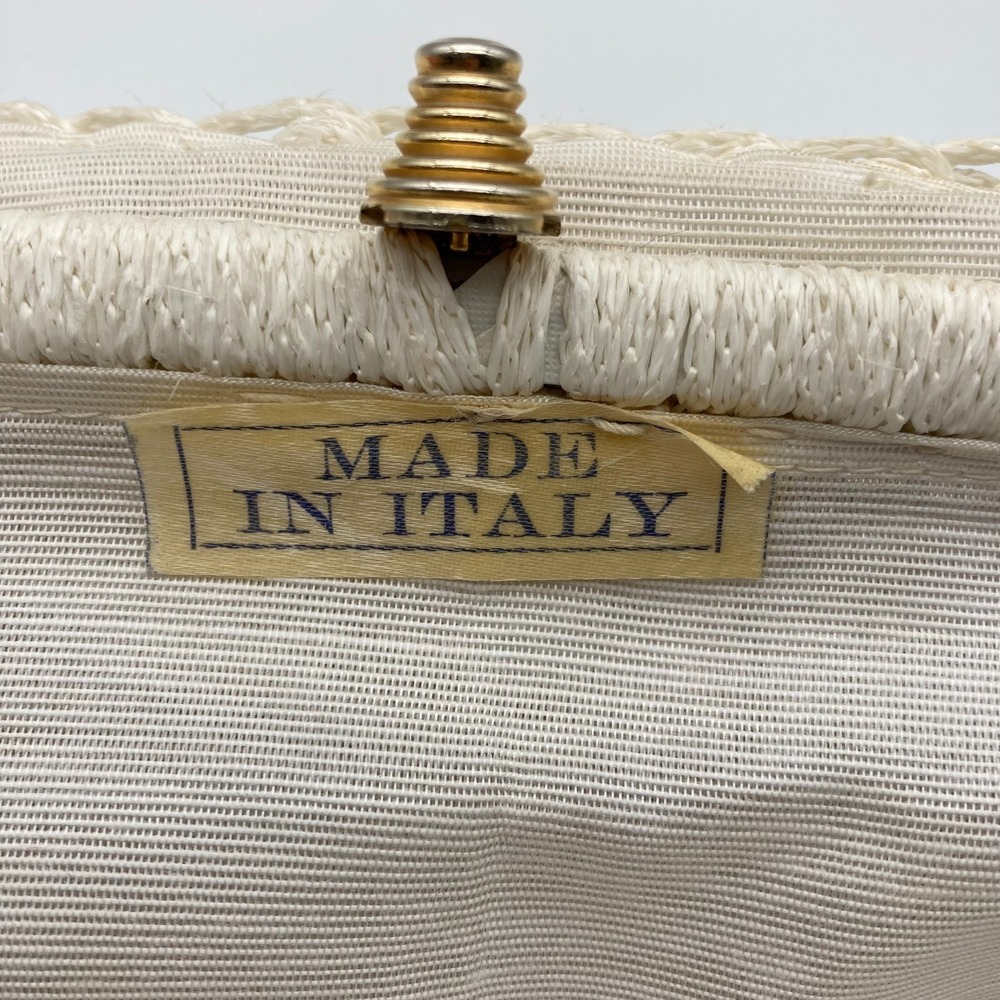 Vintage 1970s Italian-Made Crocheted Off-White Handbag Boho - Picture 8 of 9